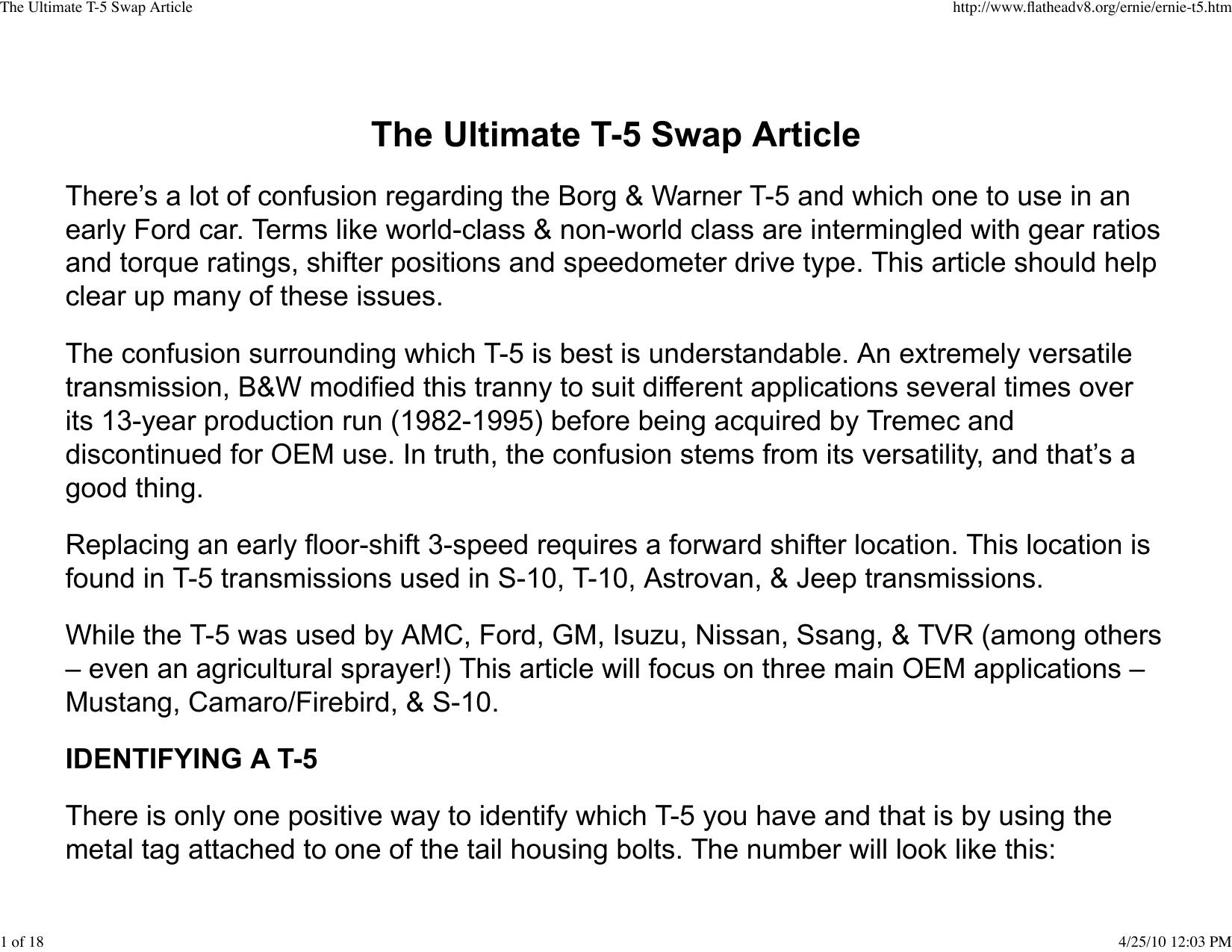 The Ultimate T-5 Swap Article