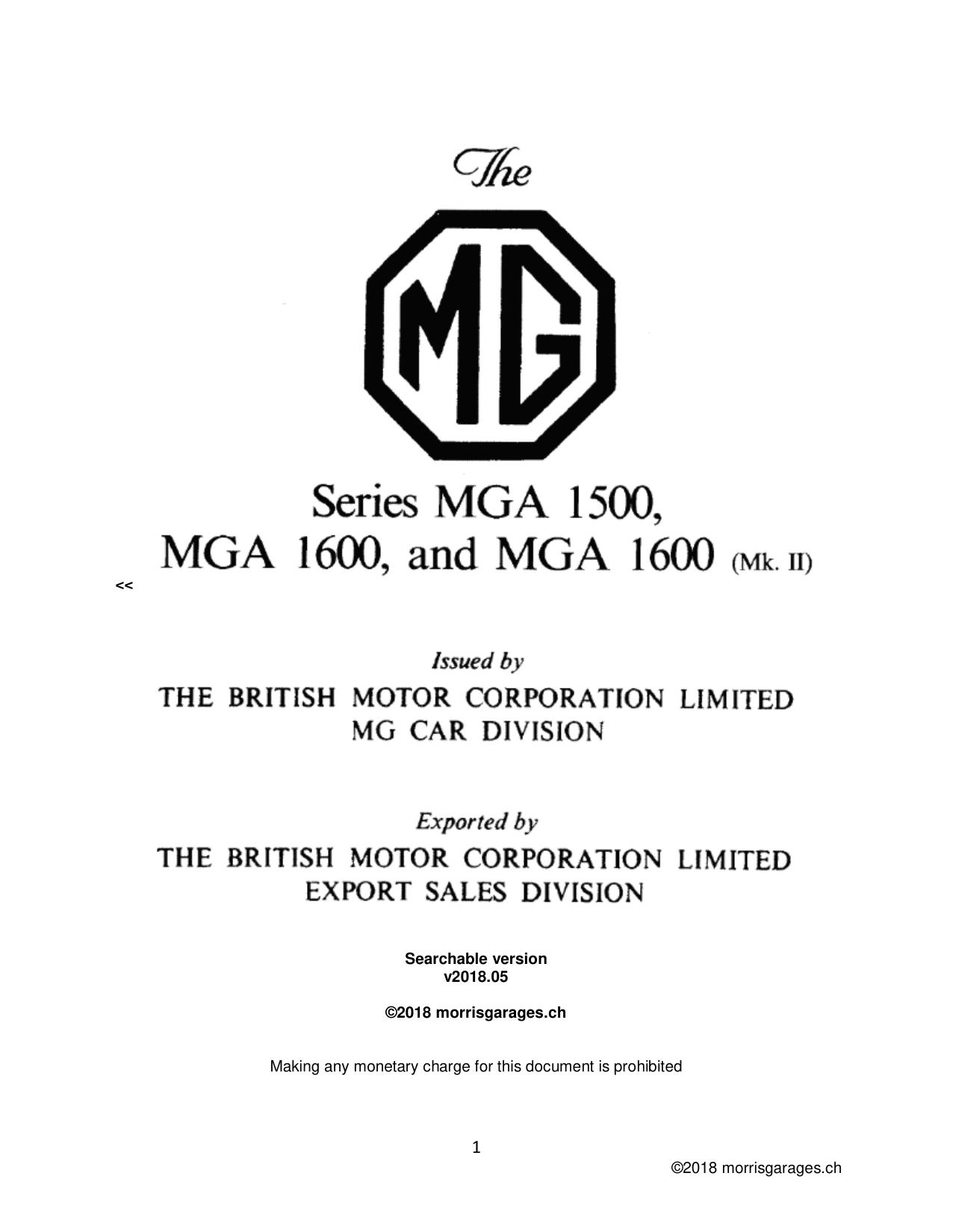 MGA Workshop Manual