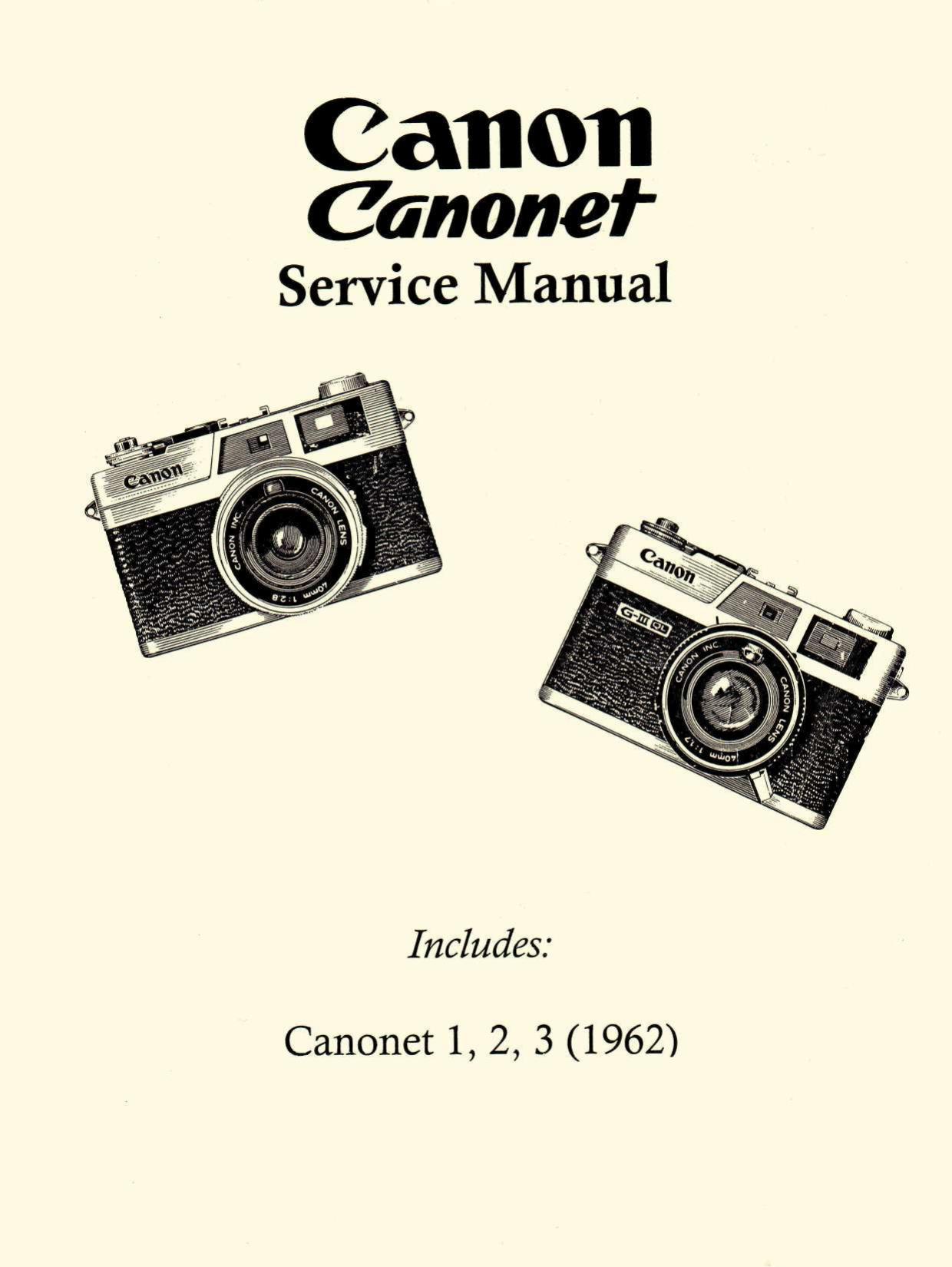 Canon Canonet Repair Manual 1962