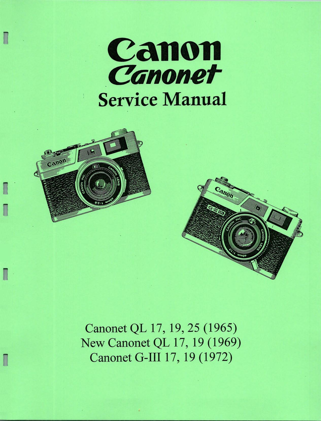 Canon Canonet Service 1972