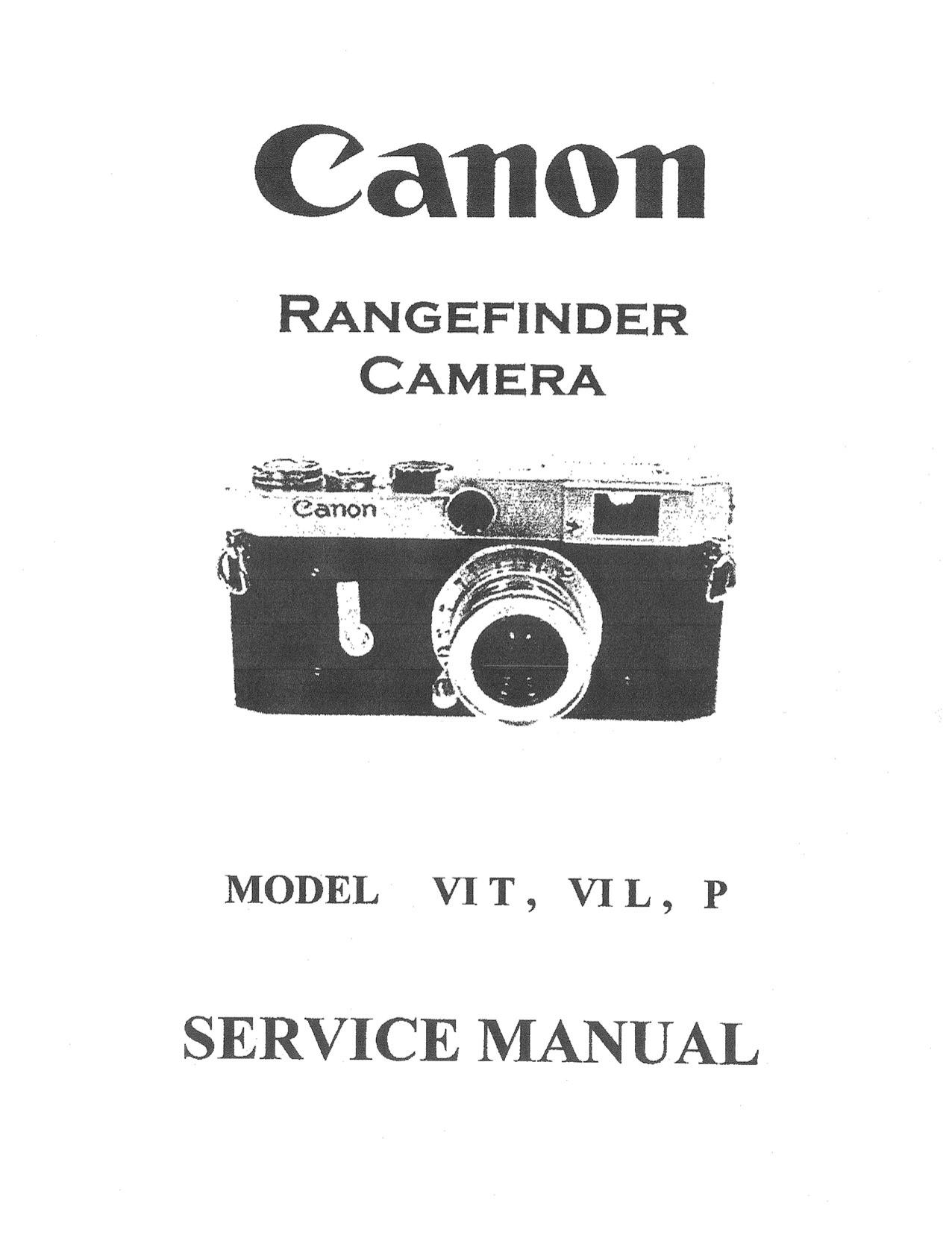 Canon VIT VIL P Rangefinder Repair Manual