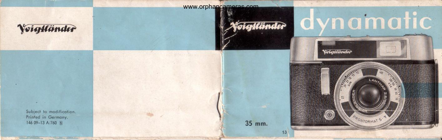 Voigtlander Dynamatic Camera Manual