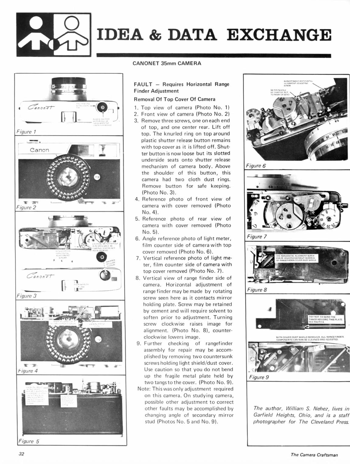 Canon Canonet RF Adjustment