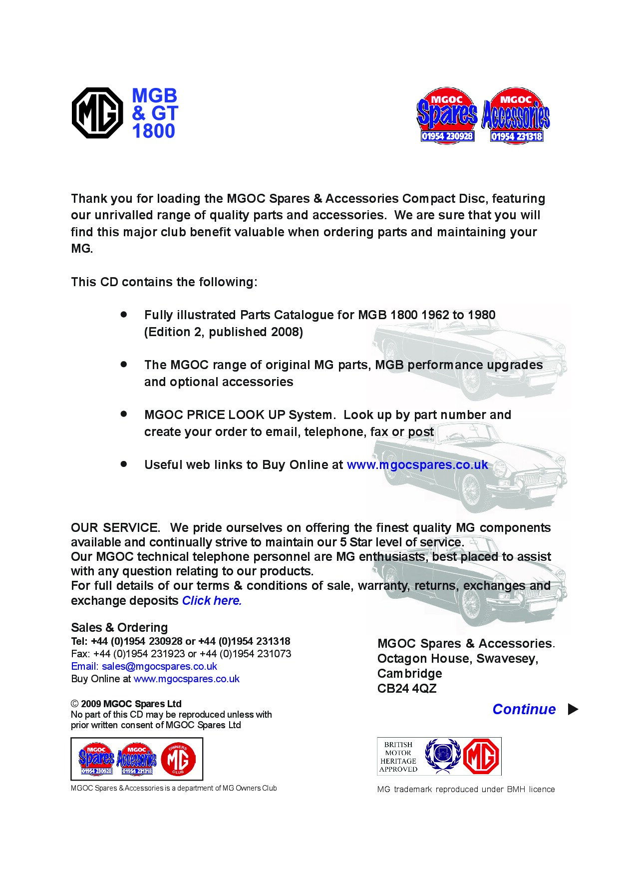 MGB MGOC Spares & Accessories Catalog