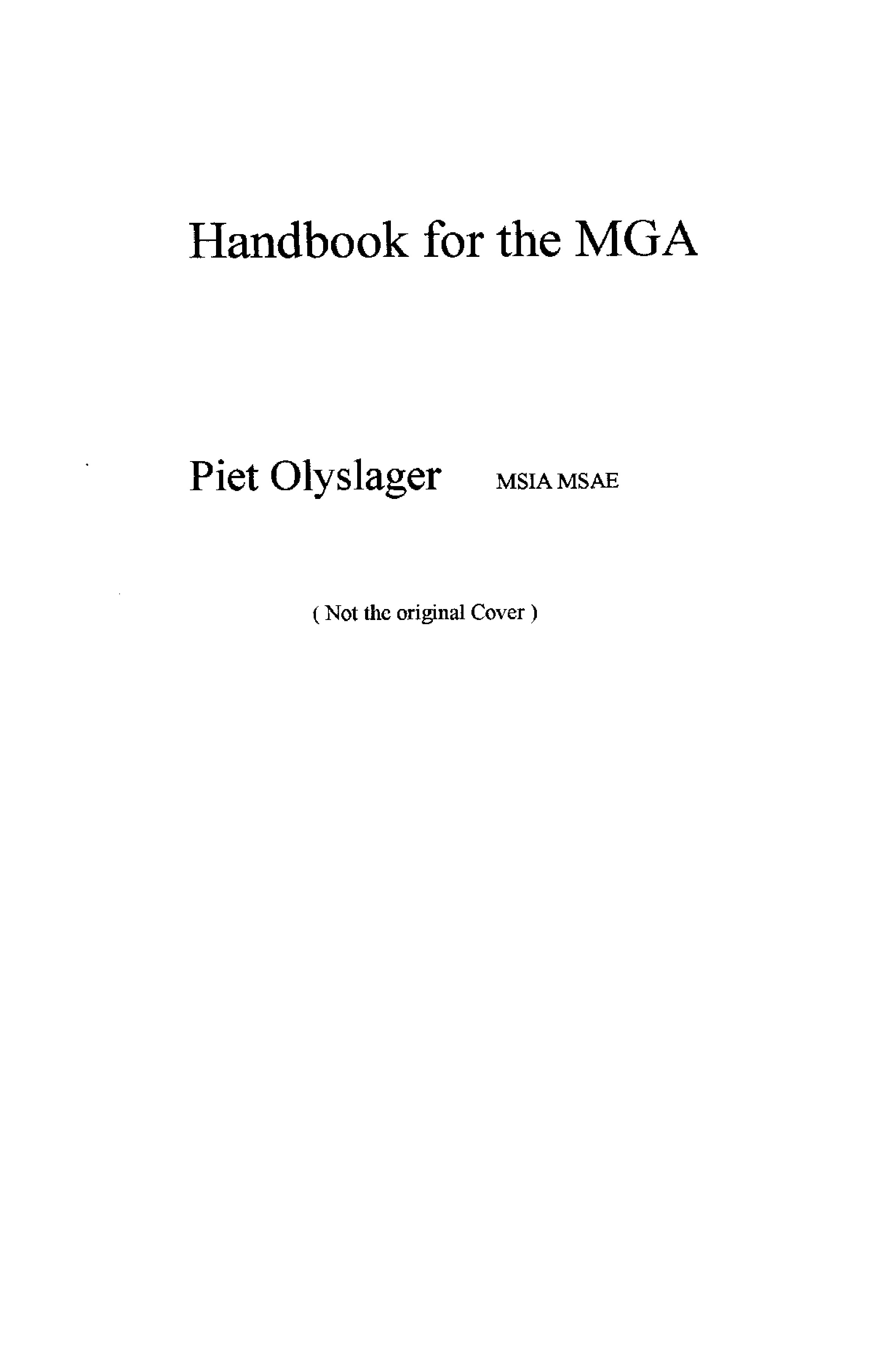 Handbook for the MGA